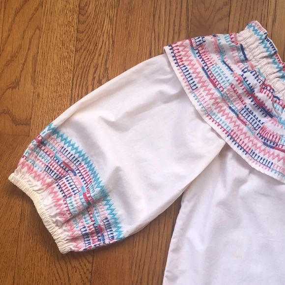 Anthropologie PARKER Jenay Off shoulder Embroidered Peasant Cotton Blouse Size S - Picture 5 of 9